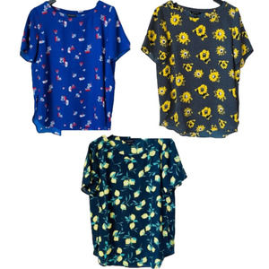 3 Banana Republic Womens Floral & Lemons Print Tunic Tops (3 pack lot)